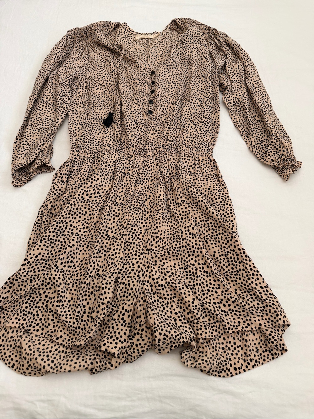 BEACHGOLD Beige Romper with Black Spot Print